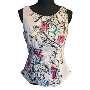 Whbm Sleeveless Floral Print Bodice Top